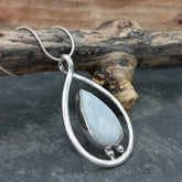 Handmade Mexican silver teardrop pendant with Moonstone.